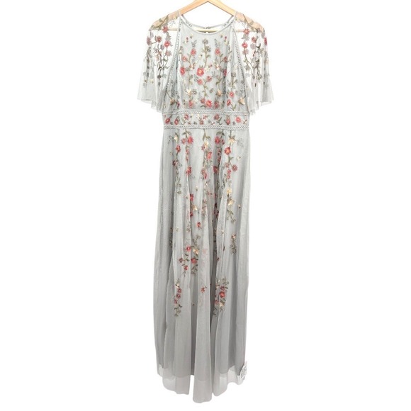 ASOS Design Bridesmaid Floral Embroidered Maxi Dress with Embellishment Size 10 - Picture 3 of 12